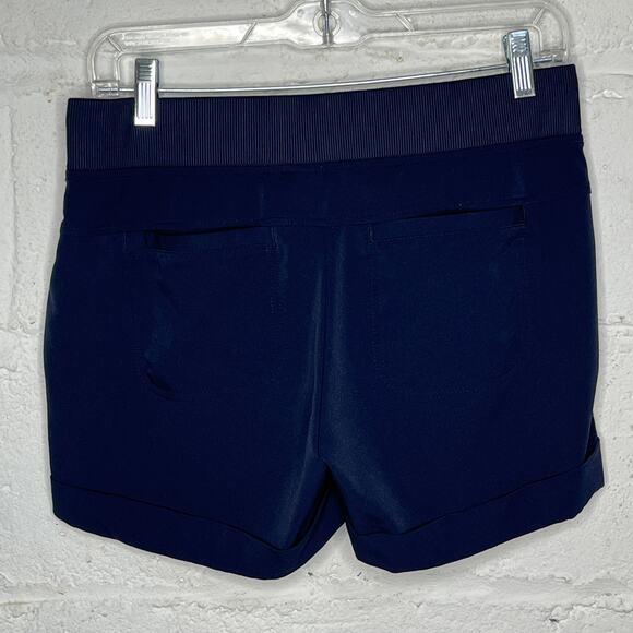 Athleta Women's Navy Blue Midtown Drawstring Cuffed Travel Shorts Size 6 - Picture 3 of 10